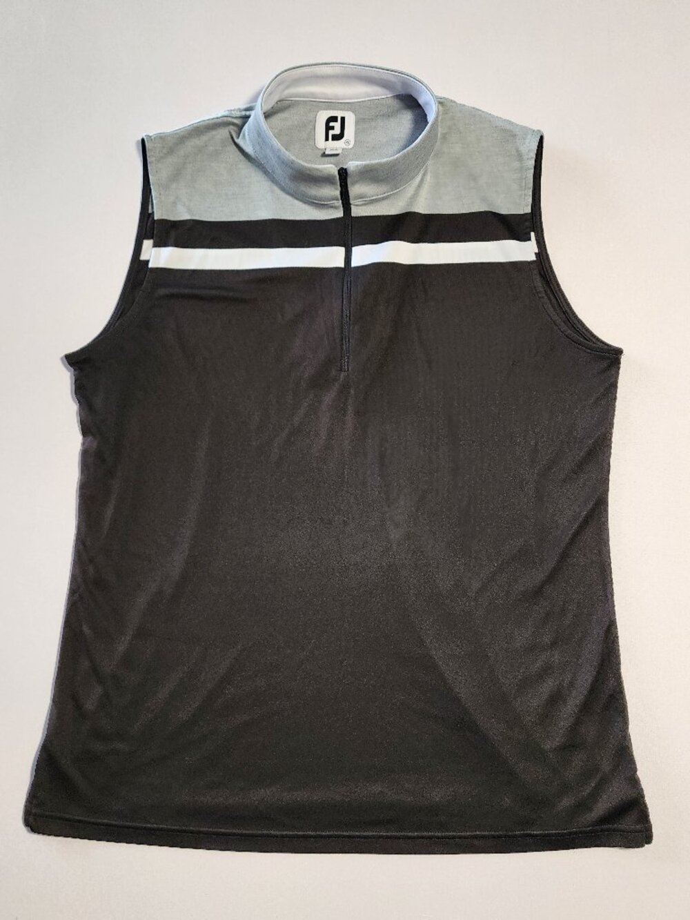 FootJoy FJ Golf Vest Women’s Size XL  Black Gray Sleeveless 1/4 Zip Pullover